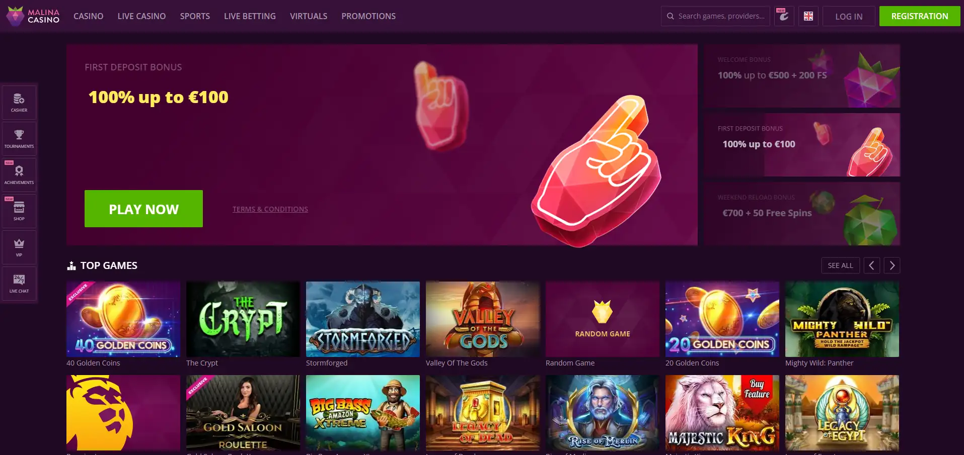 Capturas de Malina Casino